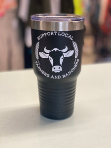 Support Local Farmers & Ranchers Black Tumbler