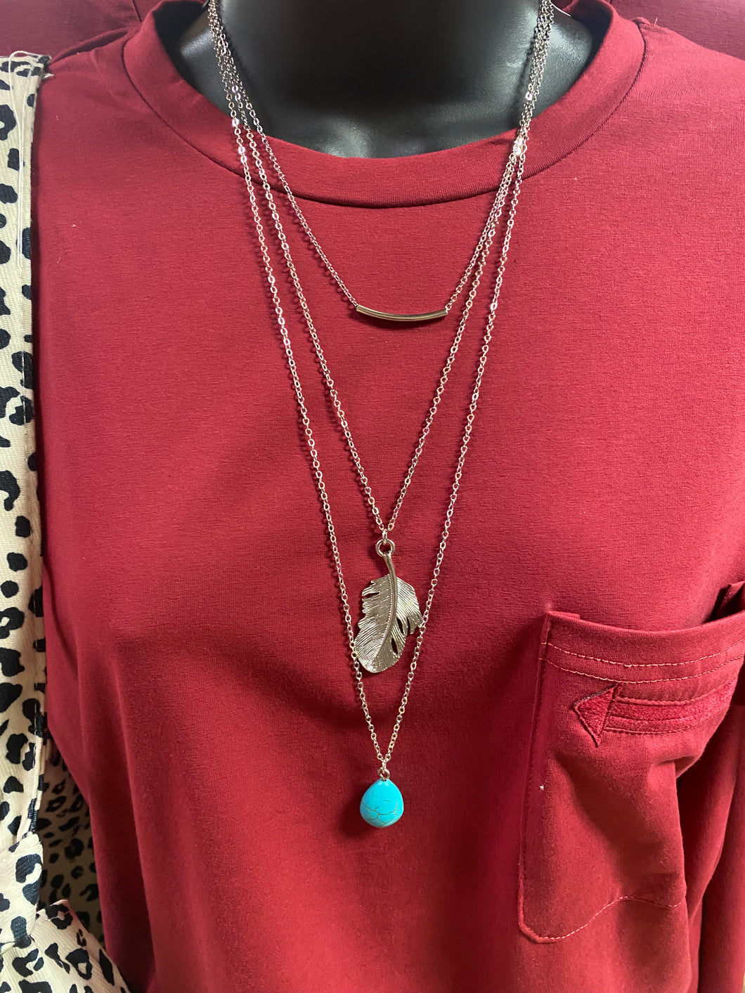 Layered Boho Necklace with Silver Chain