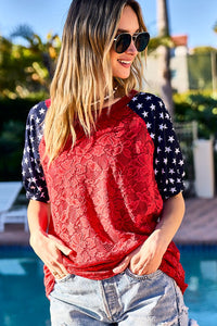 Down Home Red Lace Top