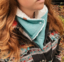 Load image into Gallery viewer, Soft Turquoise Sherpa Cowboy Cowl
