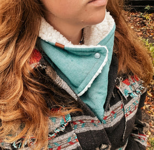 Soft Turquoise Sherpa Cowboy Cowl