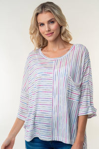 Broken Hearted White Striped Top