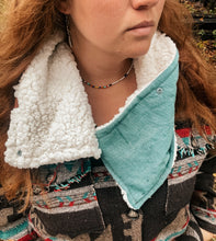 Load image into Gallery viewer, Soft Turquoise Sherpa Cowboy Cowl
