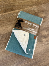 Load image into Gallery viewer, Soft Turquoise Sherpa Cowboy Cowl
