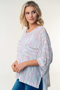 Broken Hearted White Striped Top