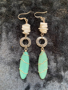 Kaylee White & Turquoise Stone Earrings