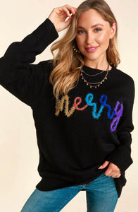 Merry Everything Black Sweater