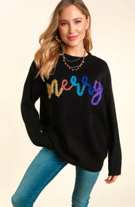 Merry Everything Black Sweater