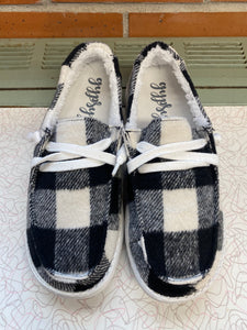 Riley Black & White Buffalo Plaid Shoes