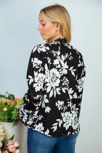 My Wish Black Floral Blazer