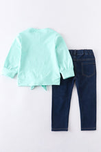 Load image into Gallery viewer, Kids Love Never Fails Mint Top and Jeans Set - Ella’s Arrow
