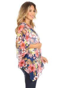 In Your Eyes Navy Floral Kimono - Ella’s Arrow