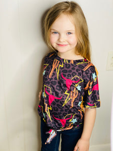 Kids Cow Skull Leopard Tee - Ella’s Arrow