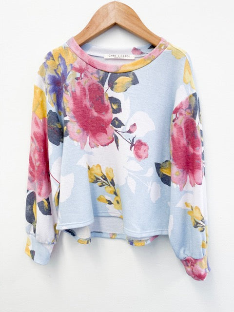 Kids Blue Floral Sweater - Ella’s Arrow