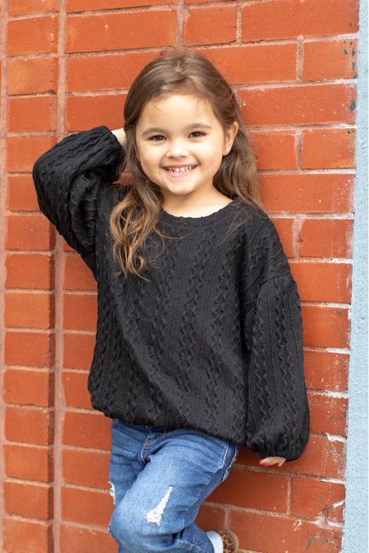 Kids Black Puff Sleeve Top - Ella’s Arrow