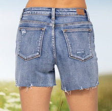 Load image into Gallery viewer, Judy Blue Distressed Shorts with Serape Patches - Ella’s Arrow
