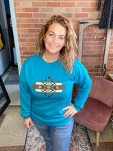 Load image into Gallery viewer, Rodeo Bound Teal Sweatshirt - Ella’s Arrow
