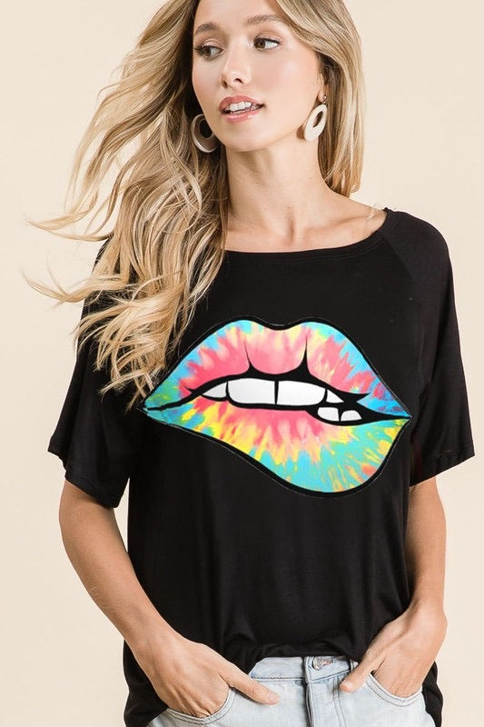 Lips Are Movin Black Tee - Ella’s Arrow