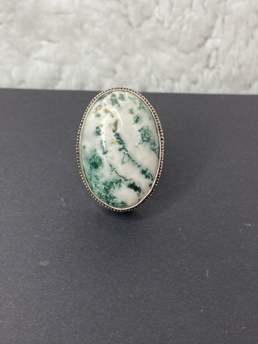 Moss Agate Oval Ring - Ella’s Arrow