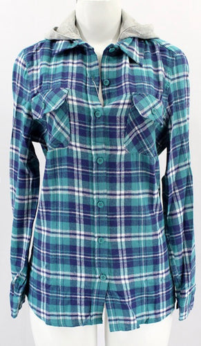 Rainy Nights Navy & Green Hooded Flannel - Ella’s Arrow