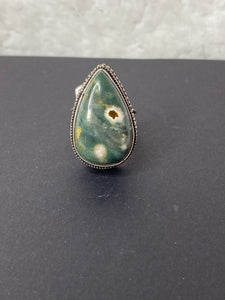 Ocean Jasper Teardrop Ring - Ella’s Arrow