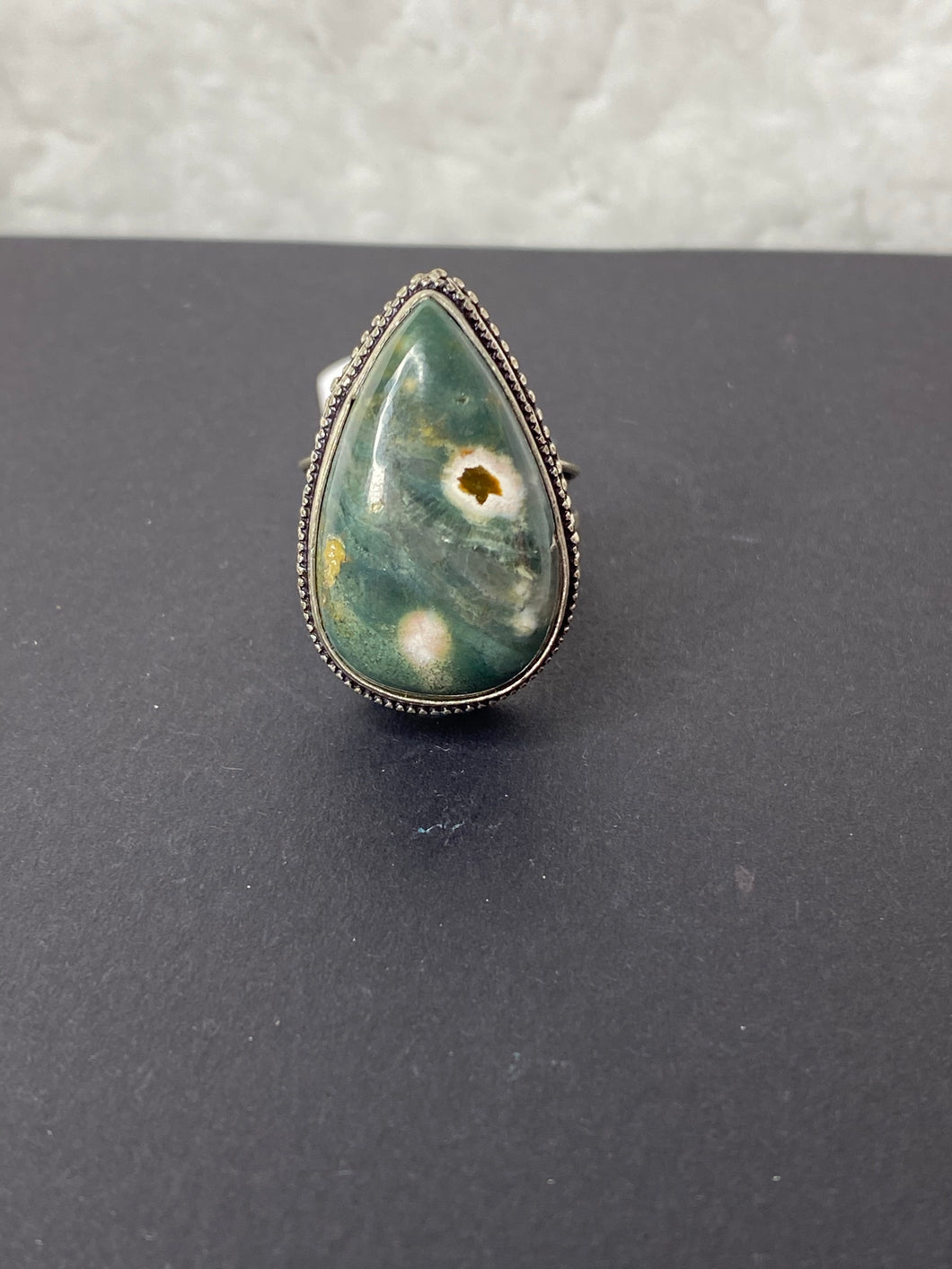 Ocean Jasper Teardrop Ring - Ella’s Arrow