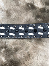 Load image into Gallery viewer, Black Leather Belt with Rhinestones
