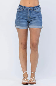 Judy Blue Mid Wash Cuffed Jean Shorts