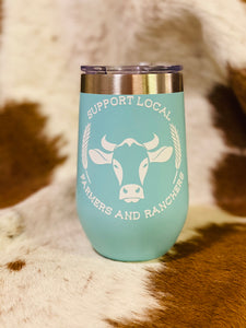 Support Local Farmers & Ranchers Turquoise Tumbler - Ella’s Arrow