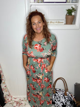 Load image into Gallery viewer, Walk Me Home Sage Floral Dress - Ella’s Arrow
