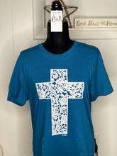 Load image into Gallery viewer, Teal Cross Graphic T - Ella’s Arrow
