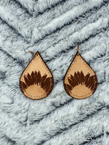 Sunflower Genuine Leather Earrings - Ella’s Arrow