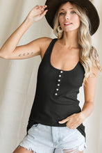 Load image into Gallery viewer, Love You Best Black Henley Tank - Ella’s Arrow
