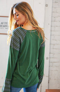 A Little More Green Raglan Top - Ella’s Arrow