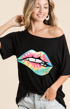 Load image into Gallery viewer, Lips Are Movin Black Tee - Ella’s Arrow
