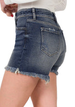 Load image into Gallery viewer, Dark Wash Jean Shorts with Frayed Hem - Ella’s Arrow
