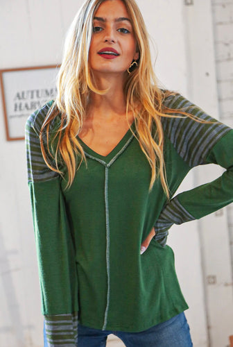 A Little More Green Raglan Top - Ella’s Arrow