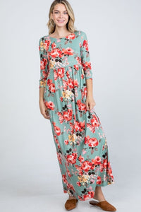 Walk Me Home Sage Floral Dress - Ella’s Arrow