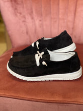 Load image into Gallery viewer, Tin Tin Black Suede Shoes - Ella’s Arrow
