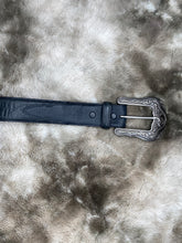 Load image into Gallery viewer, Black Leather Belt with Silver Buckle
