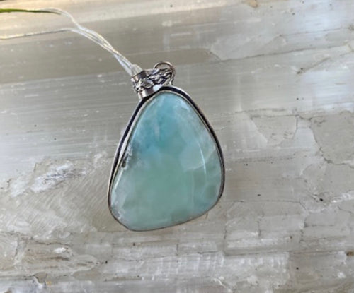 Larimar Triangle Pendant Necklace - Ella’s Arrow