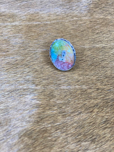 Short Oval Rainbow Tie Dye Ring - Ella’s Arrow