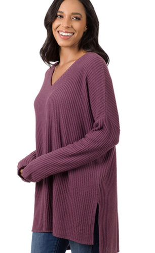 If Only Purple Waffle Knit Top - Ella’s Arrow