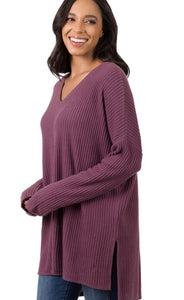 If Only Purple Waffle Knit Top - Ella’s Arrow