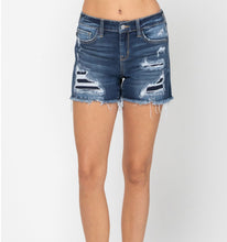 Load image into Gallery viewer, Judy Blue Distressed Shorts with Patches
