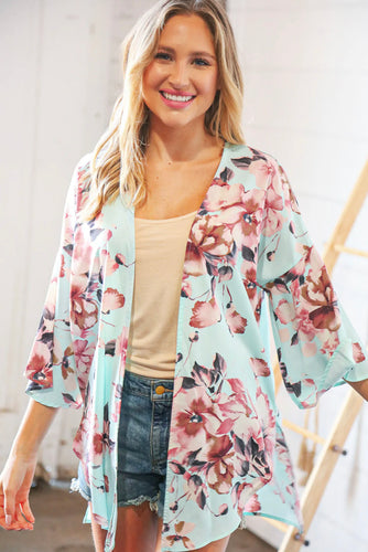 We Belong Together Mint Floral Kimono - Ella’s Arrow