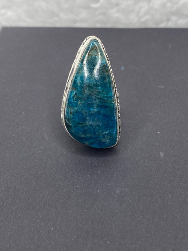 Blue Apatite Long Teardrop Ring - Ella’s Arrow