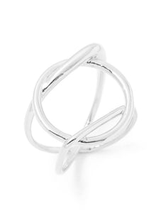 Metallic Geo Wrap Silver Ring - Ella’s Arrow