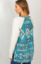 Load image into Gallery viewer, Smokey Mountain Teal Aztec Top - Ella’s Arrow
