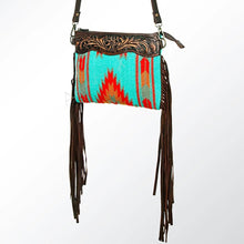 Load image into Gallery viewer, Turquoise Aztec Purse with Fringe - Ella’s Arrow
